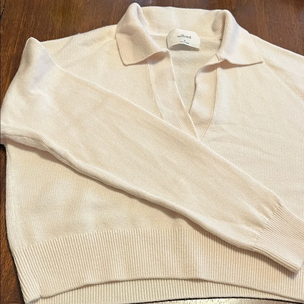 Aritzia Ginny Polo Sweater - Ivory/Cream - Picture 4 of 9
